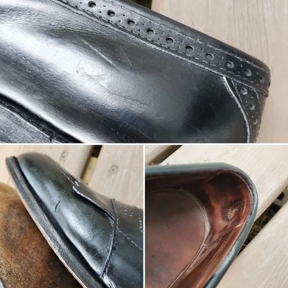 Vintage 80s Retro Preppy Acadamia Black Leather Kiltie Fringe Brogue Loafers 8.5